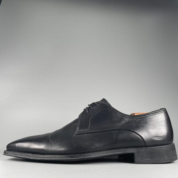 Magnanni Men\'s 12 M Black Leather Plain Toe Derby Oxford Dress Shoes Casual EUC main image 6